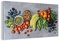 MuchoWow Glasbild Glasfoto Wandbild Bilder Deko 40x20 cm Gemüse - Obst - Grau
