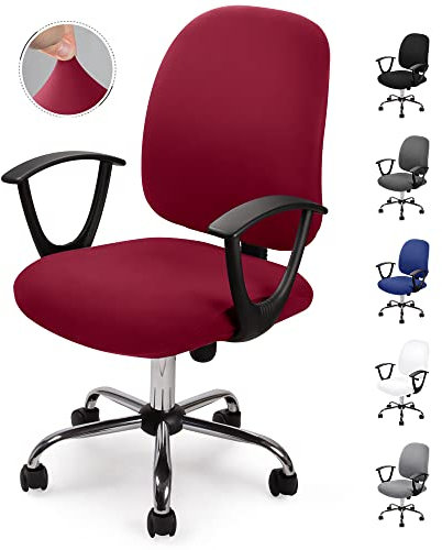 Computer ufficio sedia della copertura coprisedia elasticizzato rimovibile Copertina Cover da Sedile Coprisedia separato in stile semplice e moderno,per sedie da ufficio girevoli-No Sedia(Borgogna, 2)