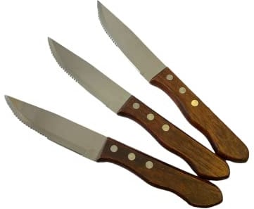 Premium Set of 12 Jumbo Red Wood Handle Steak Knife, Serrated Knife with Ice Tempered Stainless - Steel Blade - Dishwasher Safe Knife Set with Durable and Elegant Handle – Ergonomic Design