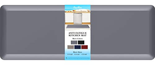 StepRite 1.2 cm dicke Küchenmatte, Anti-Müdigkeit-Matte, Küchenteppiche, Küchendekoration, rutschfest, schmutzabweisend, wasserdichte Küchenmatten, Schreibtischmatte für Küche, grau, 43.2x119.8 cm