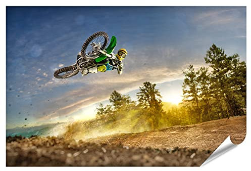 islandburner XXL Bild Poster Dirt Bike Motocross Rider Flying High Kinderzimmer Premium Bilder Fotodruck