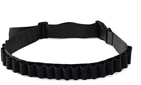 MiOYOOW 26 Schuss Patronengürtel, Schrotflintenmunitiongürtel aus Baumwolle (Cotton Canvas) und Gummi, Schwarz, für die Jagd, Wandern und taktische Aktivitäten im Freien