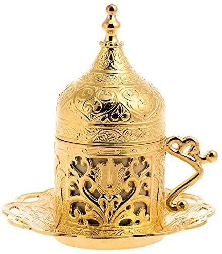 Alisveristime (1 x türkisch-griechisch-arabische Kaffee-Espressotassen-Untertasse (Lale) (Gold)