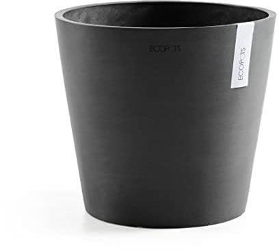 Ecopots Blumentopf Amsterdam Dunkel Grau - Durchmesser Ø 60 cm rund groß - Pflanzentopf aus Recycling Kunststoff - Übertopf modern für Indoor und Outdoor
