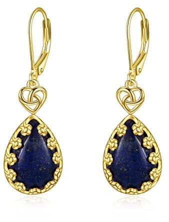 VONALA Lapis Lazuil Ohrringe - 925 Sterling Silber Filigran Tropfen Ohrringe Blau Hängend Schmuck Geschenk für Damen Frauen