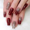 24pcs Long Coffin False Nails Red Press on Nails Glitter Gold Stick on Nails Glossy Finish Removable Glue-on Full Cover Acrylic Nail Tips Art Accessories for Women