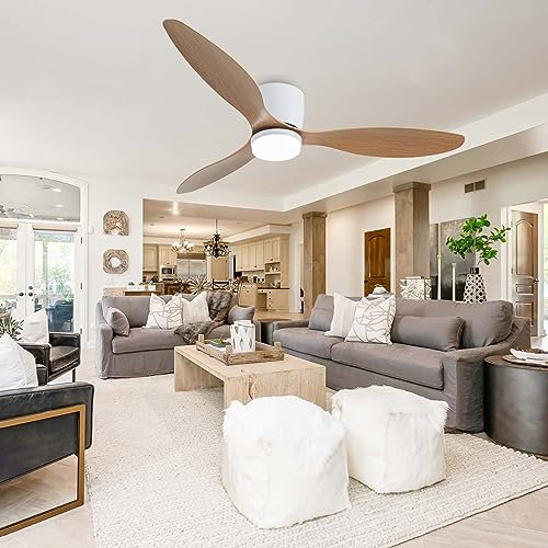 GWYAJTU Grande 100cm Ventilador De Techo Con Luz Y Mando A Distancia Lampara Ventilador Techo DC Reversible Silencioso LED Tres Colores Ceiling Fan with Light Para Salón Dormitorio-C||42in