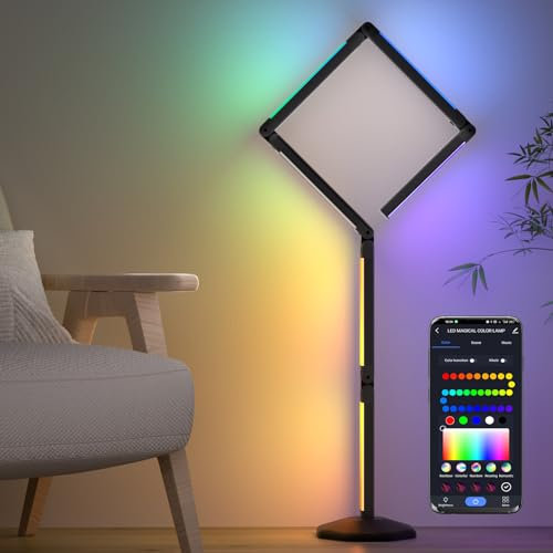 bedee LED Ecken-Stehlampe: Stehlampe mit Musiksynchronisation und Timer, moderne Stehleuchte mit 16 Millionen Farbwechseln, Smart-Fernbedienung und App-Steuerung für Wohnzimmer (140CM-Z)