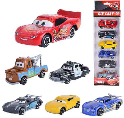 yumcute Car Spielzeugauto Set - 6PCS McQueen Auto Spielzeug Set, Mini Auto Spielzeug Lightning McQueen, Kinderspielzeug Fahrzeuge für 3-12 Jahre Jungen & Mädchen