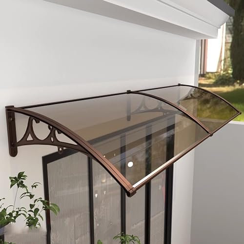 Pensilina Tettoia per Porta Balcone Esterno,Pensilina Tettoia in Policarbonato,Tendalino per Finestra,Tenda da Veranda Blocco Uv al 99%,Larghezza 60/80/100/120/150 Cm Opzionale (60x140cm/24x55)