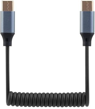 JCMOYUTY Dual USB C auf USB C Kabel für RODE Wireless Go II 2 / ME / Pro, gewickelter rechtwinkliger Typ C DAC AUX Adapter SC16 Audiokabel Ersatz für DJI OSMO Pocket 3 / Action 2/3 / 4 Kamera