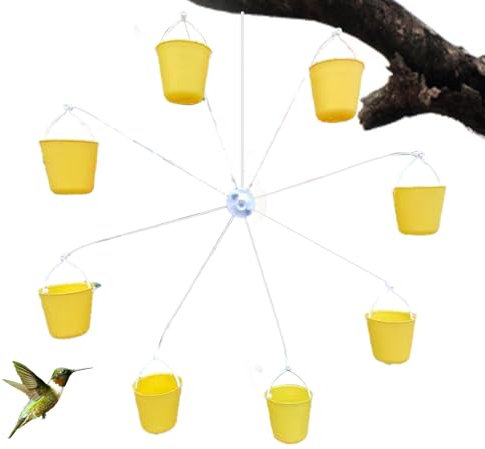 TAOLE Riesenrad Vogelfutterspender, Ferris Wheel Bird Feeder, Drehbares Mit 8 Vogelfutter Eimern Vogelhäuschen Vor Hängestation Für Innen-Außen Garten Station Rotierend Mit 8 Armen