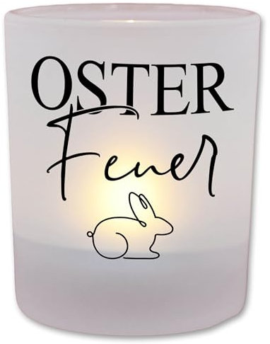 FEENSTAUB Windlicht Glas Ostern, Osterdeko, Dekoration Windlicht, Osterdeko Hase, Geschenk zu Ostern, Deko Ostern Frühling, Mitbringsel Ostern, personalisierbares Ostergeschenk, Osterfeuer to Go