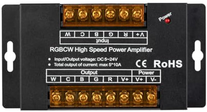 BTF-LIGHTING CCT RGB RGBW RGBCCT LED-Streifen 5 Kanal Hochgeschwindigkeits-Signalverstärker Arbeit mit 3pin 4pin 5pin 6pin DC12V/DC24V Max 10A 5050SMD LED Strip Geeignet für Long Distance LED Projekte