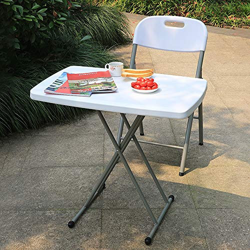Supfine Klapptisch Campingtisch 76 x 50 cm, Multifunktionstisch Einstellbare Höhe Tragbarer Gartentisch Mehrzwecktischfür Laptoptisch Garten Catering Party Draußen Drinnen (Weiß)
