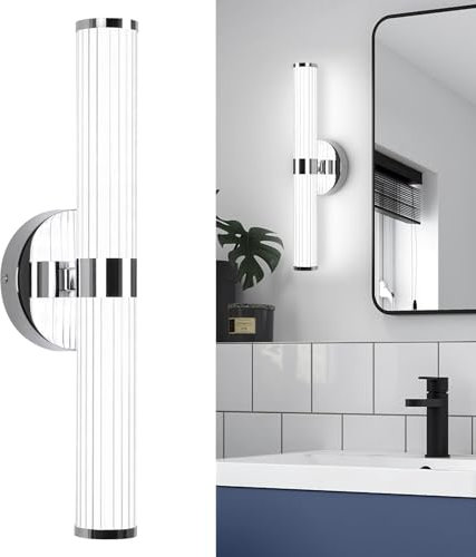 EIDISUNY LED-Wandleuchte innen, Moderne LED-Wandlampe, Acryl-Kristall-Schirm Wandleuchte für innen, Flur, Treppenhaus, Wohnzimmer, Schlafzimmer, Esszimmer, küche - Silber 28W kühles weißes Licht 6000K