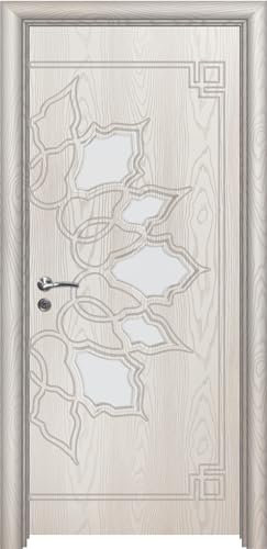 Porta da interno con vetro in materiale HDF di qualità con maniglia in acciaio inox serratura in metallo disponibile in diverse misure colore Bianco Effetto Legno PIE18 (anta 70x197cm, telaio 10-14cm)
