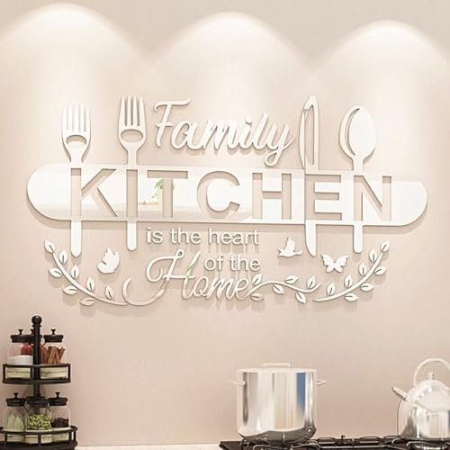 3D Wandtattoo Küche Wandaufkleber - Wandtattoo Küche Selbstklebend Wanddeko Wohnzimmer Aufkleber Wandsticker Fototapete Sprüche Wandaufkleber (Silbrig, 35 * 70cm)