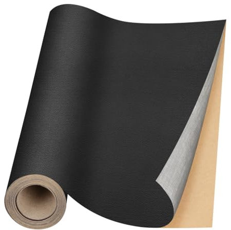 Arthome 43x254cm Reparación Cuero Adhesivo, Kit Parches de Reparación Vinilo, Cuero Adhesivo para Tapizar, Parches de Cuero para Sofás, Bolsos, Pegatinas Coche, Muebles (Negro)