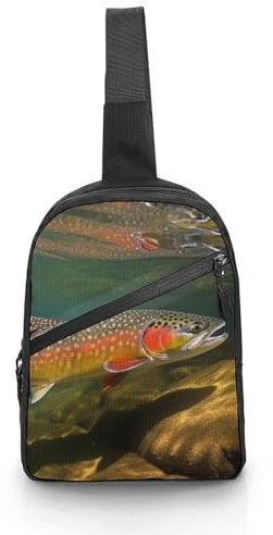 GFLFMXZW Brook Trout Fly Fishing Cross Brusttasche Crossbody Rucksack für Damen Herren Sling Bag Reise Wandern Tagesrucksack, Stil, Einheitsgröße, Reiserucksäcke, Stil:, One size