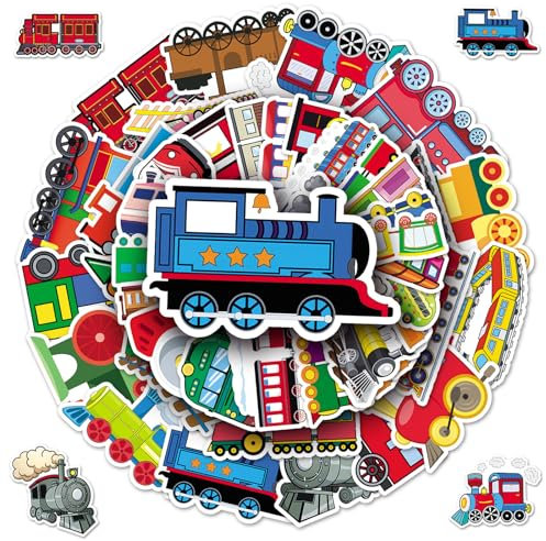 50 Stück Züge Aufkleber, Züge Vintage Aufkleber, Trains Sticker Set, Wasserfest, Vinyl Aufkleber für Sammelalbum, Gepäck, Graffiti, Skateboard, Scrapbook, Laptop