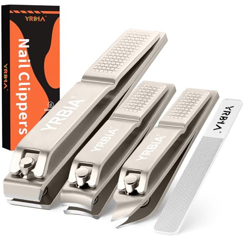 Tagliaunghie con lima in vetro, set di 4 tagliaunghie ultra affilato, tagliaunghie professionale per mani e piedi, per uomini e donne (scatola di cartone champagne)