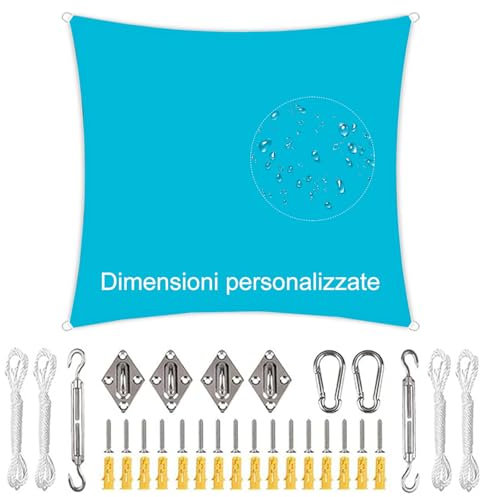 Carré Toile Ombrage, Pergola Auvent, avec Kit De Fixation, Anti 95% UV, pour Patio ÊTre Applicable Jardins, Balcon Et Pergola, Lac Bleu, 2.5x2.5m