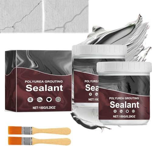 Polyurea Floor and Grout Sealant - Waterproof Coating for Garage, Shower Tile Bathroom, Wall Crack Grouting With Water Based Urethane (2pcs)