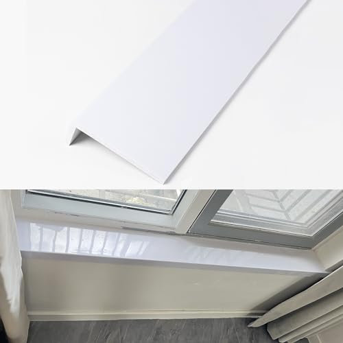 Dekorative Fensterbankverkleidung für den Innenbereich, weiße Fensterbankabdeckung in L-Form, wasserdichte Fensterbankverkleidung in Sondergröße, L-180 cm/70,9 Zoll-B-50,L-180cm/70.9in-W-50cm/19.7i