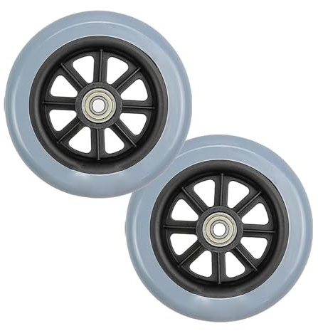 Rollstuhlrolle 5-6-8 Zoll Ersatzrad des Rollstuhls, Vorderrad des manuellen Rollstuhls, PU-Vollreifen, nicht aufblasbarer Reifen, Lenkrollen, Radzubehör (2 Stück)(5 inch)