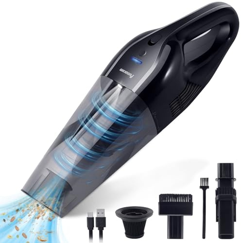 Pemacom - Handheld Cordless Portable Vacuum Cleaner - 10,000Pa Suction Power, Lightweight 0.8kg, Washable HEPA Filter, LED Light, Quiet, 800ml Trash Can, Perfect for Home