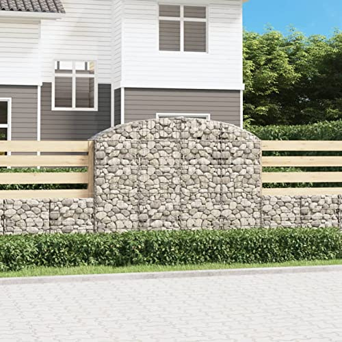 Xichuzi Gabione mit Hochbogen, Gabionenkörbe, Gabionen Hochbeet, Steinkorb, Gabionengitter, Kräuterspirale Für Garten, Drahtkorb Für Pflanzen, 200x50x140/160 cm Verzinktes Eisen