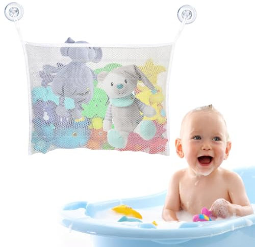 Bath Toy Storage, Baby Bath Bathroom Toy Storage, Kids Baby Bath Toys Net Organiser with 2 Strong Suction Cups