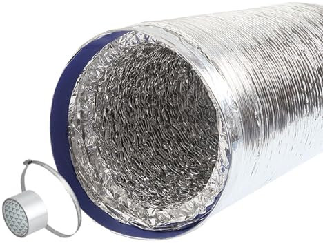 Manguera flexible de aluminio (1,5-5 m, 80-200 mm), resistente al calor, for secadoras, campanas extractoras, baños, cocinas y extractores.(120mm 4m)