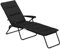 Outsunny Bain de Soleil Pliable transat inclinable 6 Positions Grand Confort avec Matelas + accoudoirs Acier Polyester Noir