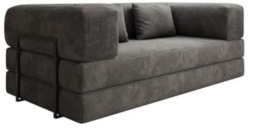 Luxusbetten24 Designer Sofa Lazy 3 Sitzer in Cord Grau