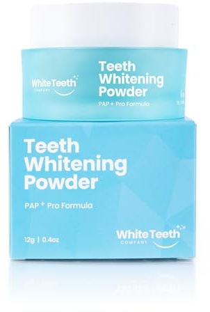 White Teeth Company Teeth Whitening Powder - Dentist Approved - Enamel Safe for Sensitive Teeth - Peroxide Free Mint Formula - Coffee Tea Wine Smoking Stain Remover - 6 Month Supply