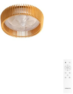 CREATE / WIND CRAFT/Ventilador de techo con luz blanco madera clara con mando / 20W, Programable, Ø58 cm, 6 velocidades, 3 temperaturas de luz, aspas direccionales, función verano-invierno