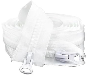 ERQIAO Cerniera in resina 8# per vestiti, cerniera singola/doppia con estremità aperta per giacche, grandi cerniere per borse, kit di riparazione (bianco, doppio cursore, 100 cm, NO8)