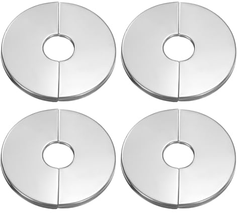 sourcing map 4pcs Wall Split Flange 0.67 (17mm) Stainless Steel Round Self-Adhesive Split Flange Pipe Cover Clip-on Escutcheon Collar for Floor Ceiling Bathroom Kitchen Toilet
