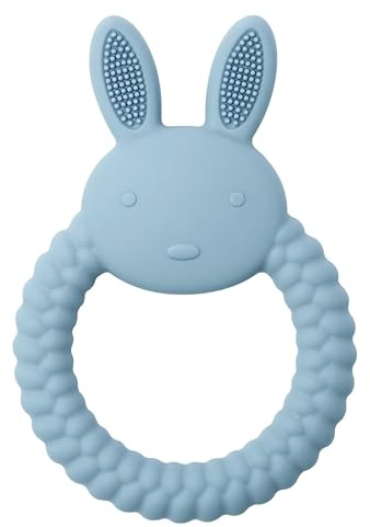 BEBEDOO - Anneau de Dentition en silicone – Soulage la poussée dentaire de bébé – Sans BPA, non toxique & facile à nettoyer | Éveil & sensoriel | Léger, coloré & facile à saisir (Bleu)