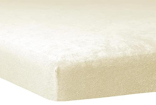 TRAUMSCHLAF weiches, elastisches Flausch Biber Boxspring Topper Spannbettlaken mit Rundumgummi, Größen 140x200 cm - 160x200 cm, Natur