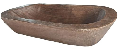 Hölzerne Teigschüssel, Holzschalen dekorativ, 9, 8 x 5, 9 x 2 Zoll, Vintage-Teigschüssel aus Holz für Bauernhaus, Restaurant, Café, Kerzendekoration