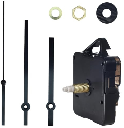 Solinorex Lautlos Quarz Uhrwerk für Wanduhr mit Zeiger, 24mm Schaft 15mm Gewindelänge, Uhrwerk zum Selbsteinbau mit Zeiger, Quarzuhrwerk für DIY Reparatur & Basteln, inkl. 3 Zeiger (83/113/110mm)