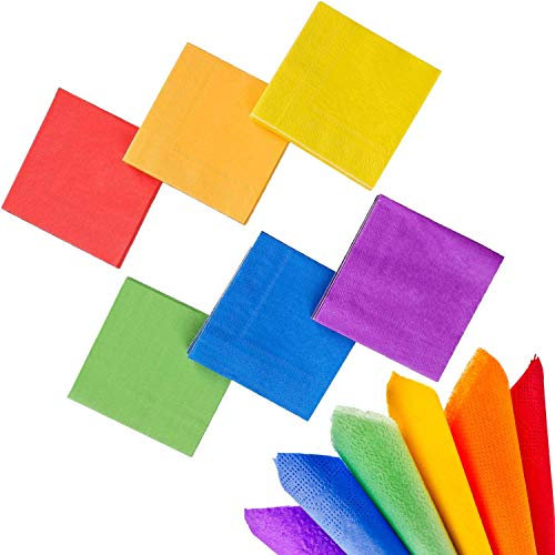 Whaline 120 Stück Regenbogen-Papier-Servietten, Bunt Cocktail-Servietten Getränke Papierservietten Party Serviette Papier 2-lagig, für Gay Pride Zuhause Küche Gastronomie Party-Dekoration(6 Farben)