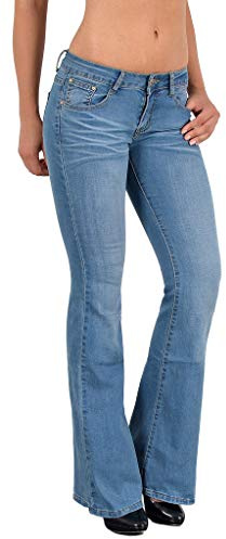 ESRA Low Waist Jeans Damen Bootcut Jeanshose Schlaghose Bootcut-Jeans Damen-Jeans Stretch Jeans-Hose Hüftjeans Weite Hose Flared-Jeans bis Übergröße Große Größe B400