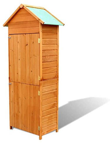 Tidyard Caseta Jardín Exterior de Madera,Armario de Almacenaje,con 2 Estantes Incorporados y Tapa Impermeable,79x49x190cm