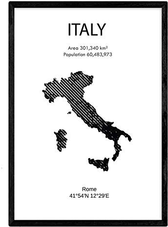 Nacnic Plakat von Italien. Blätter von Ländern und Kontinenten. A3 Größe
