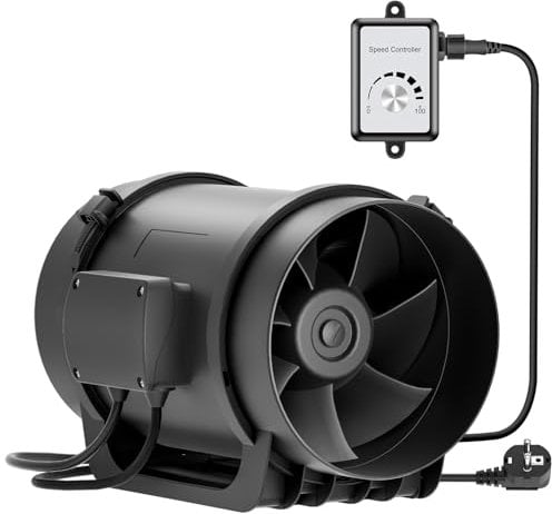 Rohrventilator 200mm HG Power Inline-Lüfter Kanalventilator 230V Abluftventilator EU-Stecker Rohrlüfter EC-Motoren für Küchen Badezimmer Garage