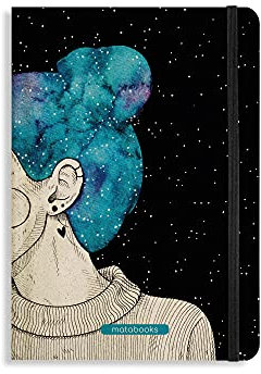 Matabooks, nachhaltige und vegane Notizbücher A5 aus Süßgraspapier, Nari, 138 Seiten, Natur, Handmade, Made in Germany (Blue Starry Sky (liniert))